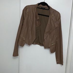 Faux leather beige brown jacket